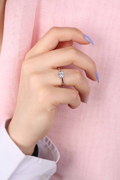 MySilvers Gümüş Klasik Tektaş Yüzük