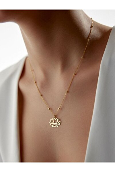 Lotus Çiçeği Gümüş Kolye