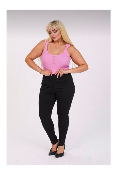 Butik Ayseba Women's Black Lycra Skinny Leg Large Size Battal Trousers