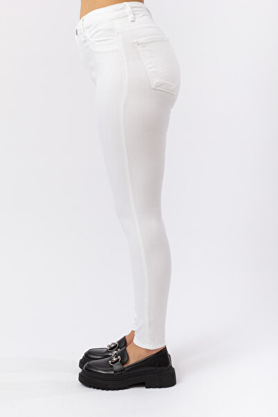 Calderon Beyaz Renk Xs-xl Beden Süper Skinny Yüksel Bel Tayt Pantolon