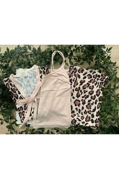 Mihra Thermal Leopard Print 3-Piece Pajama Set