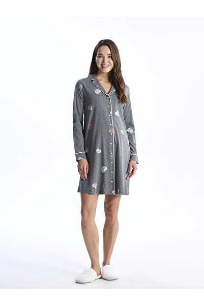 LC Waikiki LCW DREAM Siva Košulja kragna Sa deznom Noćna haljina za trudnice ...