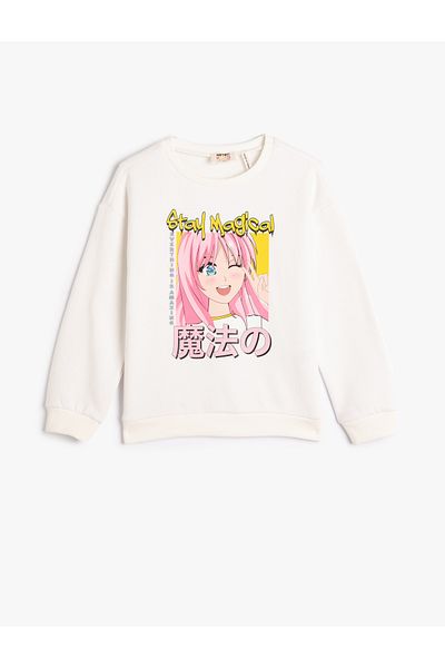 Koton Anime Sweatshirt Long Sleeve Crew Neck Ribbed