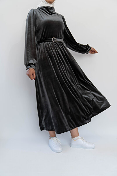 SAİS Fashion Kadın kadife elbise - Kemerli