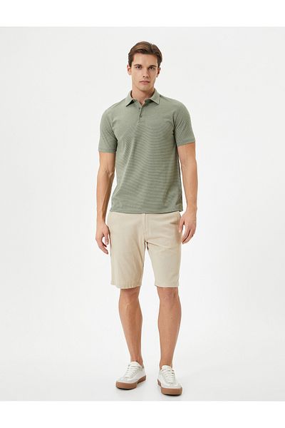 Koton Polo Neck T-Shirt Short Sleeve Buttoned Textured