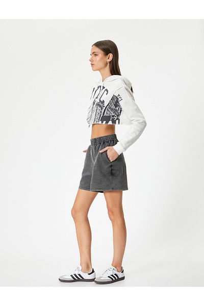 Koton Mini Shorts with Pockets Comfortable Fit Pale Effect
