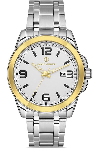 DAVID GUNER Yellow White Coated White Dial Men's Wristwatch Dg-8469Ga-D1