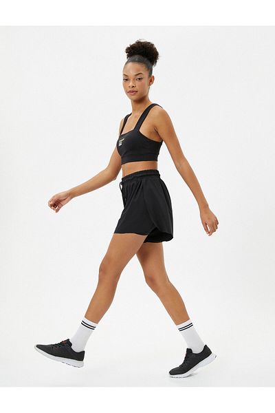 Koton Sports Mini Shorts with High Waist and Tie-Up Tights