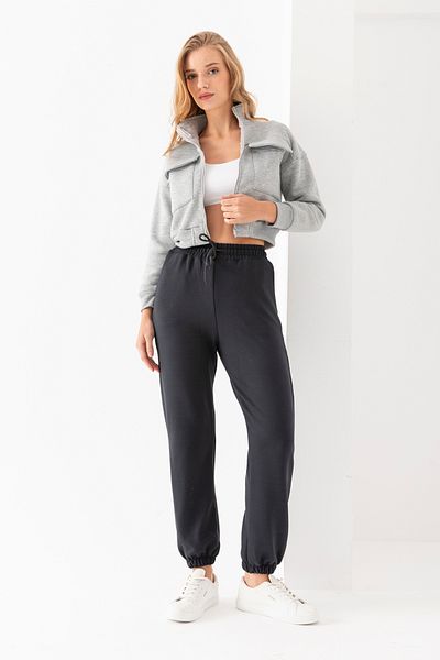 RuyaMood Pantaloni de trening pentru femei, din țesătură modal afumată, cu talie înaltă, cu buzunare duble, cu textura moale, cu detaliu din cauciuc