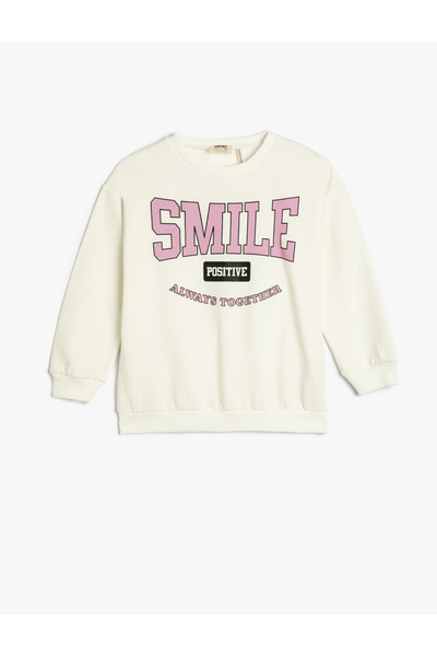 Koton Sweatshirt mit erhabenem Aufdruck, langärmelig, Rundhalsausschnitt aus ...