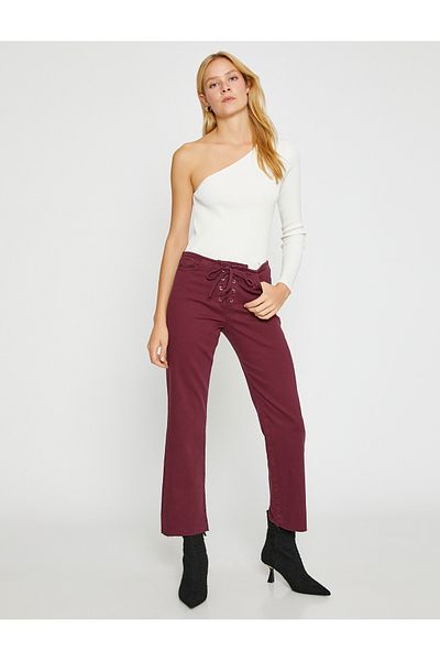 Koton Crop Jeans mit spanischem Bein – mit Bindedetail