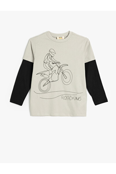 Koton Gray Boy's Cotton Printed T-Shirt