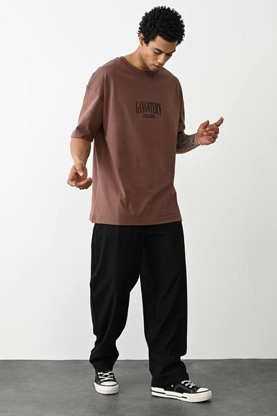 CreativeStyle Ανδρικό μπλουζάκι Oversize Gangster Paradise Patchwork με μοτίβο τυπωμένο μοντέλο