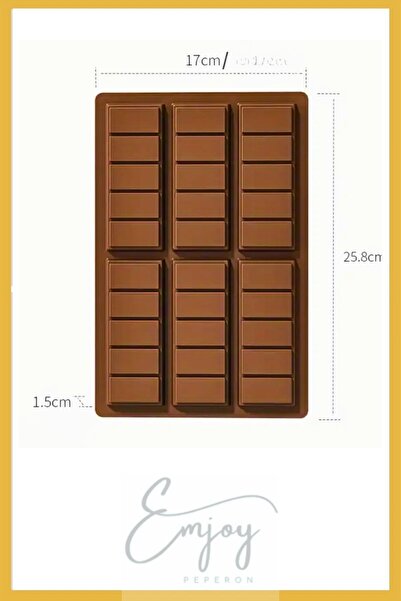 ENJOYPEPERON Dikdörtgen 6'lı Dubai Çikolata Kalıbı Silikon 17cm*26cm