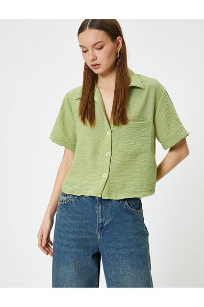 Koton Cămașă cu mânecă scurtă Crop Fit confortabil