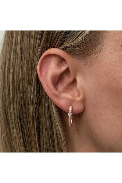 Skygo Silver Oval Drop Stone Women's Earrings