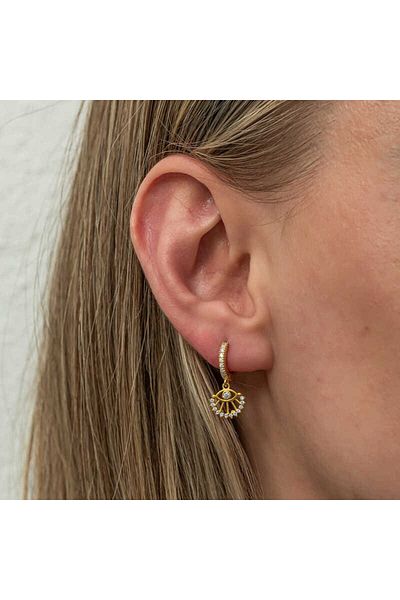 Skygo Gold Colored Silver Dangle Women's Eye Earrings