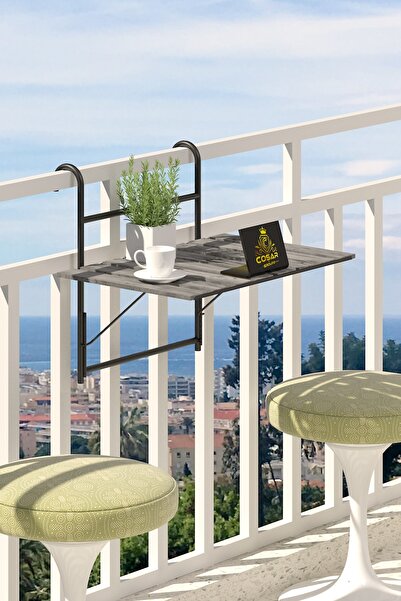 Cosargroup Katlanır Yükseklik Ayarlı Askılı Masa Balkon Veranda Mutfak Masası