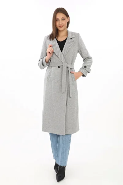 KAZAK Gray Fish Back Cashmere Coat - Lined