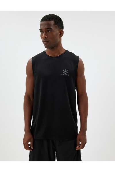 Koton Geometric Printed Sleeveless Sports Undershirt - Crew Neck