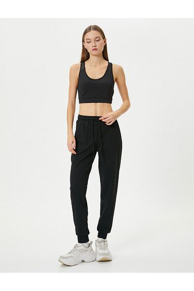 Koton Sport-Jogginghose mit bequemer Passform, hohe Taille, Tasche zum Binden