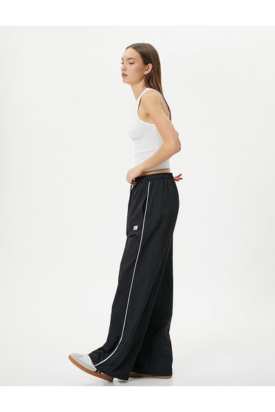 Koton Parachute Trousers Wide Leg Pocket Tie Waist