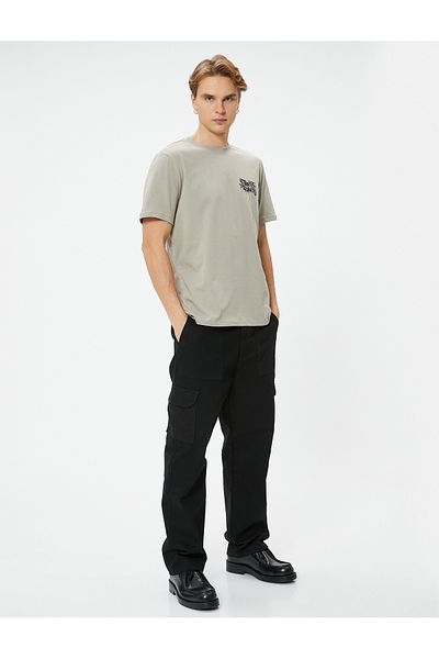 Koton Crew Neck Short Sleeve Slogan T-Shirt - Printed on the Back