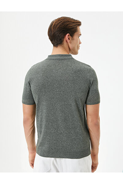 Koton Polo Neck Slim Knit T-Shirt Slim Fit Short Sleeve Crumpled