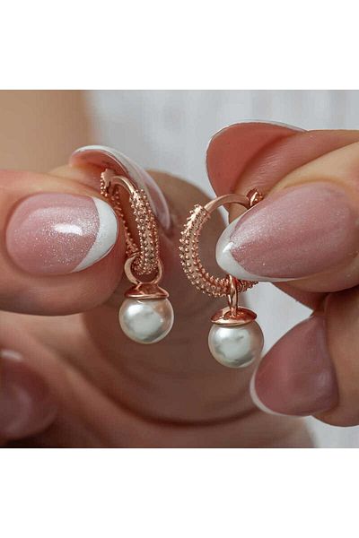 Skygo Rose Silver Pearl Women's Earrings