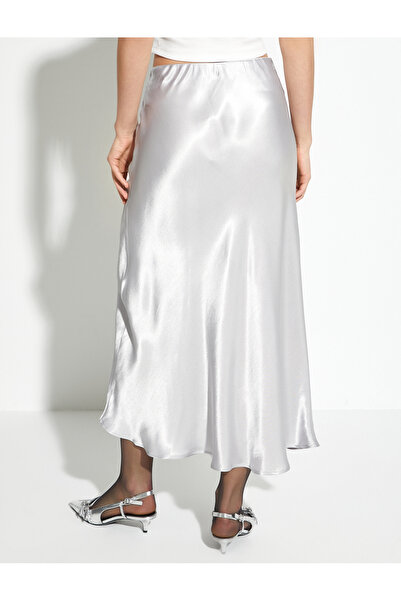 Koton Midi Satin Skirt Viscose