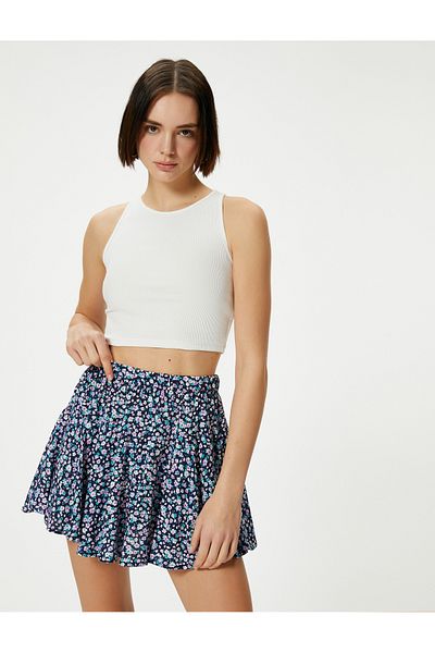Koton Floraler Mini-Shorts-Rock Viskosestoff Bequeme Passform