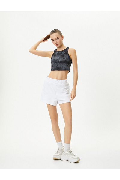 Koton Half Sports Athlete Batik Patterned Ribbed Cotton