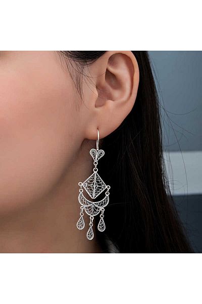 Skygo Silver Filigree Dangle Women's Earrings
