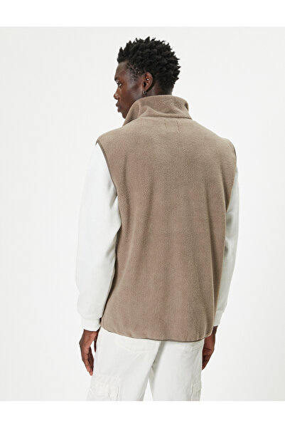 Koton Λούτρινο γιλέκο με φερμουάρ καγκουρό τσεπάκι με λεπτομερή βάση