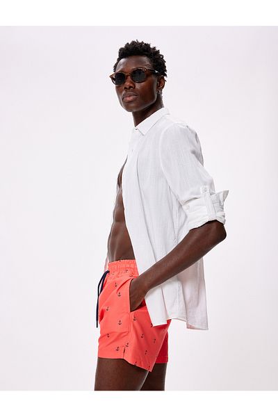 Koton Übergroße Badeshorts – Elastischer Bund mit Anker-Print