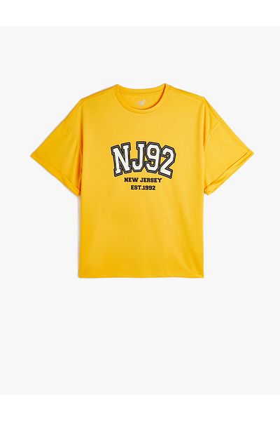Koton Oversize Sports T-Shirt Extra Long Printed Short Sleeve Crew Neck