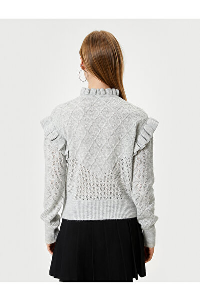 Koton Pletený svetr s límečkem - detail volán