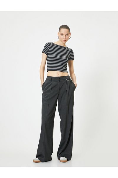 Koton T-Shirt Crop Crop - Μανίκι Boat NeckLycra