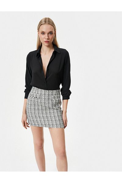 Koton Fustă mini Tweed Talie Normală