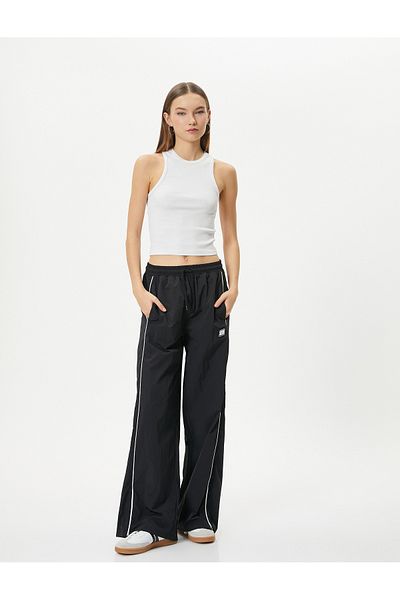 Koton Parachute Trousers Wide Leg Pocket Tie Waist