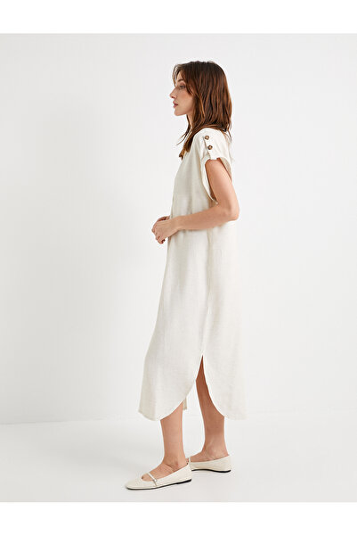 Koton Φόρεμα Viscose Short Sleeve Midi Shirt - V-Neck