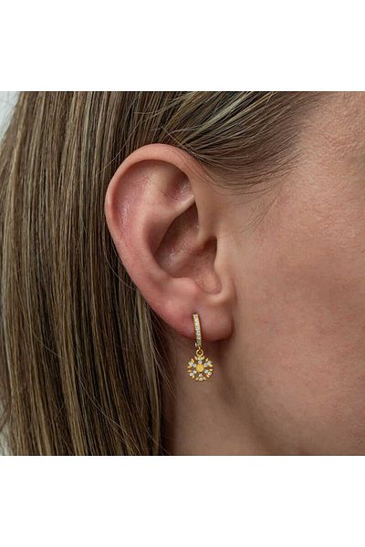 Skygo Gold Colored Silver Dangle Snowflake Women's Earrings