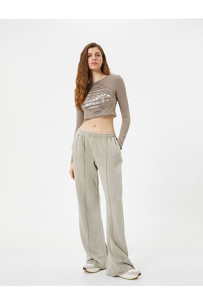 Koton Wide Leg Sweatpants with Tie Waist