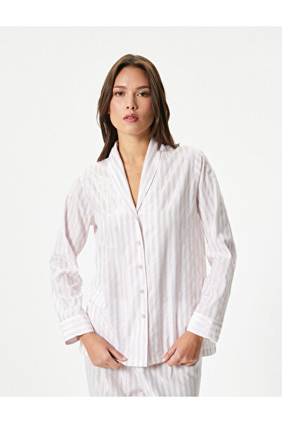 Koton Košilový límec Pyžamový top s dlouhým rukávem na knoflíky