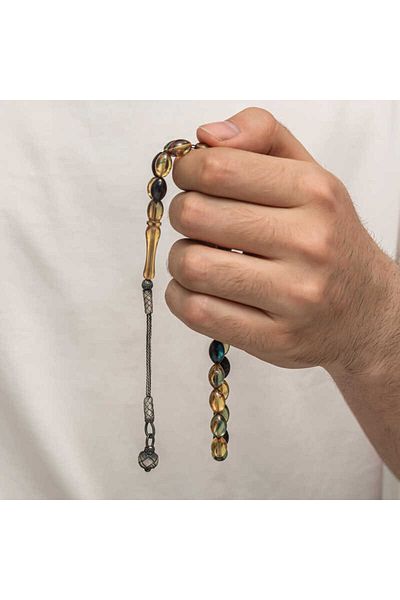 Skygo Silver Kazaz Tasseled Tight Amber Rosary