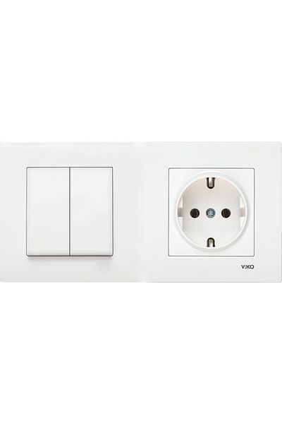 VİKO Viko Karre White Double Set - Commitator and Grounded Socket