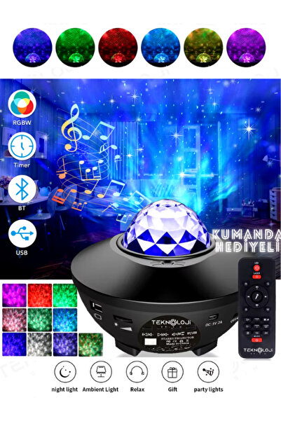 Teknoloji Gelsin Bluetooth Hoparlör Galaksi Projektör Gece Lambası