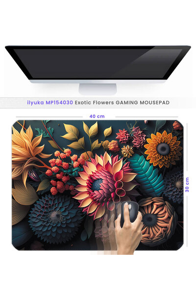 ilyuka 40X30cm Gaming Oyuncu Mousepad Kaymaz Kauçuk Taban Dikişli Kenar Exoti...