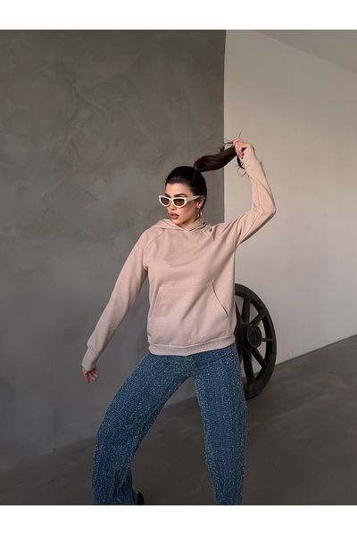 Gezen Çorap Φούτερ Unisex Oversize με κουκούλα βαμβακερή κουκούλα - 3 κλωστές