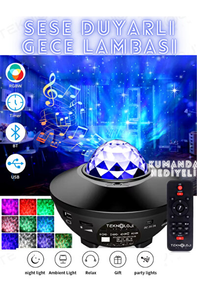 Teknoloji Gelsin Galaksi Projektör Gece Lambası Bluetooth Hoparlör Disko Topu Yıldızlı Rgb Led Işıklı Tavan Aydınltma